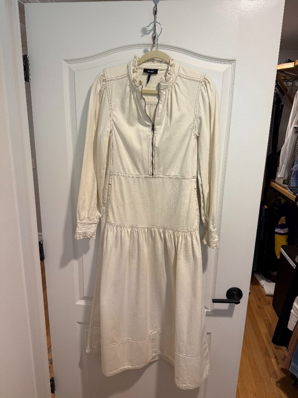 ME+EM Cream Cotton Contrast Stitch Dress, Size 4